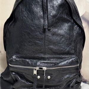 Balenciaga Black Leather Men's Backpack